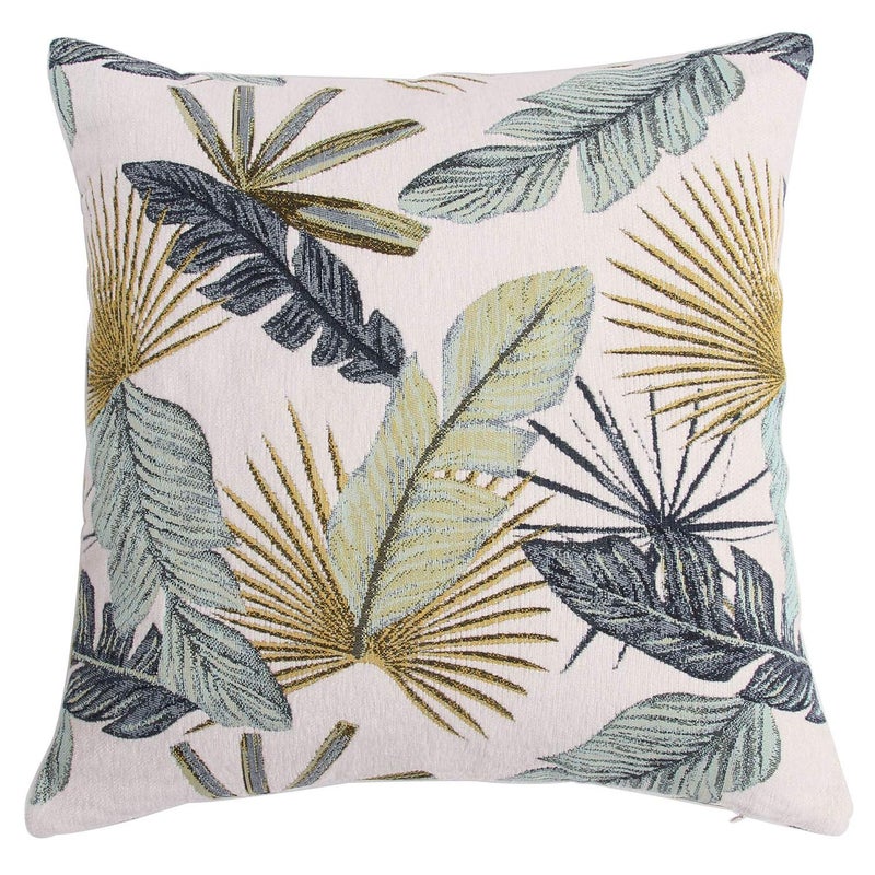 Yeiotsy Pillow Case, Decorative Tropical Leaf Throw Pillow Cover Heavy Fabric Jacquard Chenille (Yellow, 18 x 18 Inches) - Image 1